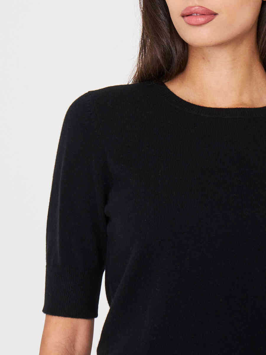 Basic short sleeve organic cashmere sweater image number 2