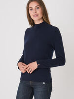 High neck organic cashmere sweater with slit sleeves image number 0