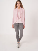 Open organic cashmere cardigan with shawl neck image number 5