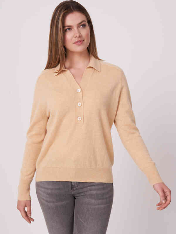 Polo neck organic cashmere sweater