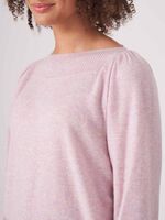 Organic cashmere sweater with ribbed boat neckline image number 2
