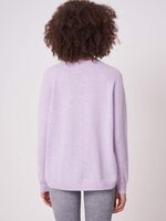 Organic cashmere sweater with deep ribbed V-neckline image number 1