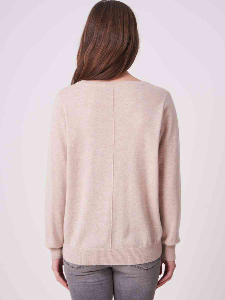 Organic cashmere sweater with dividing seam and pockets image number 1