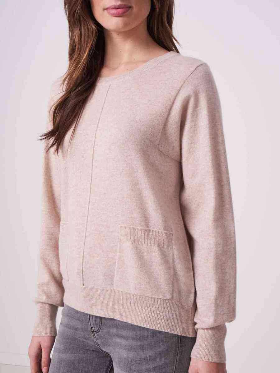 Organic cashmere sweater with dividing seam and pockets image number 2