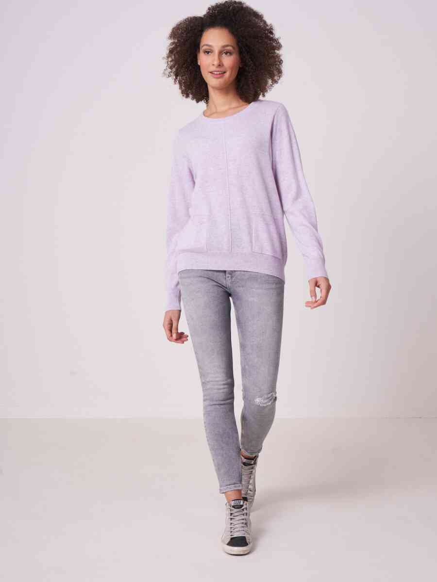 Organic cashmere sweater with dividing seam and pockets image number 3