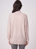Open front organic cashmere cardigan with ribbed details image number 1