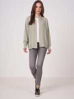Open front organic cashmere cardigan with ribbed details image number 3
