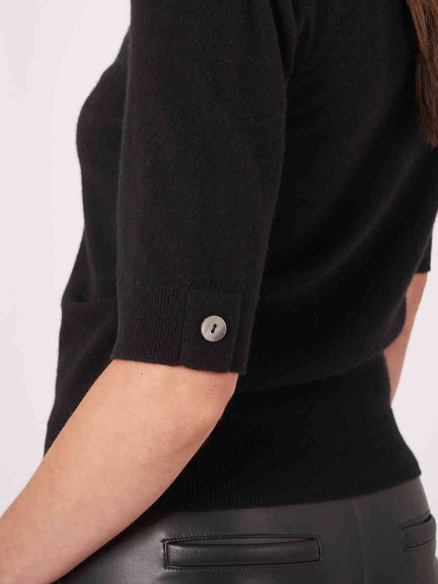 Cropped short sleeve cashmere sweater image number 3