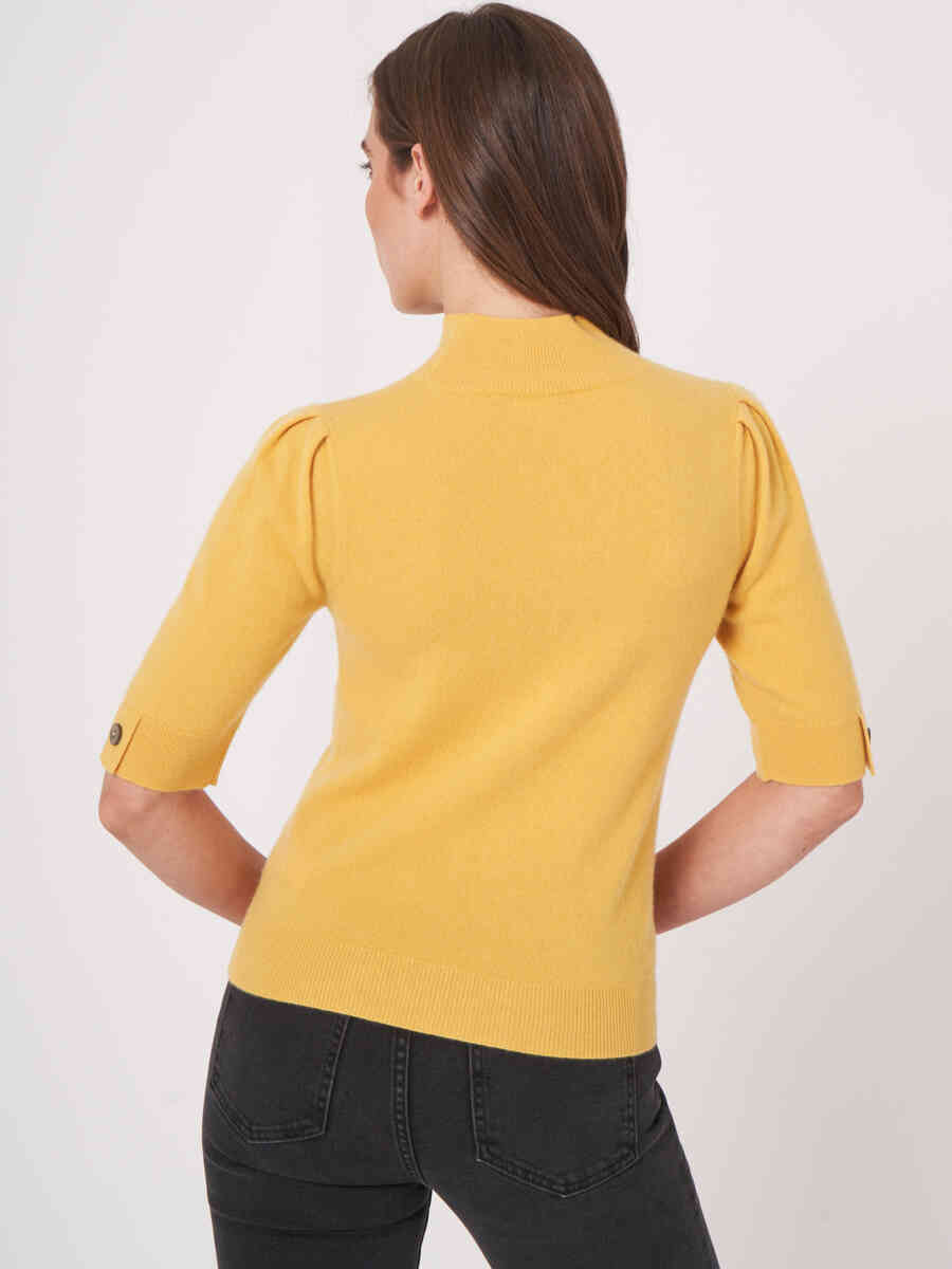 Cropped short sleeve cashmere sweater image number 1