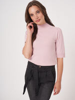 Cropped short sleeve cashmere sweater image number 0