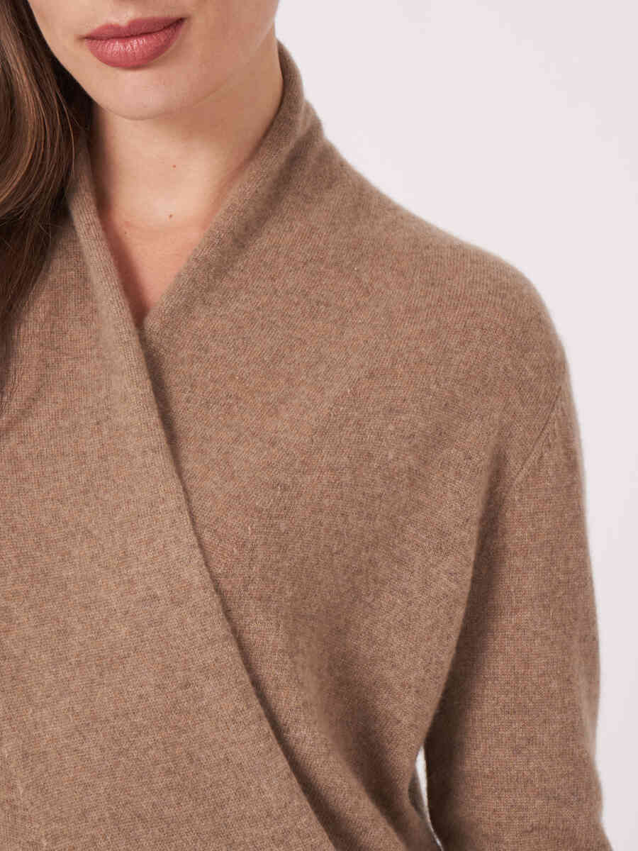 Wrap front organic cashmere sweater image number 2