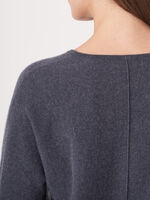 V-neck cashmere sweater with batwing sleeves image number 3