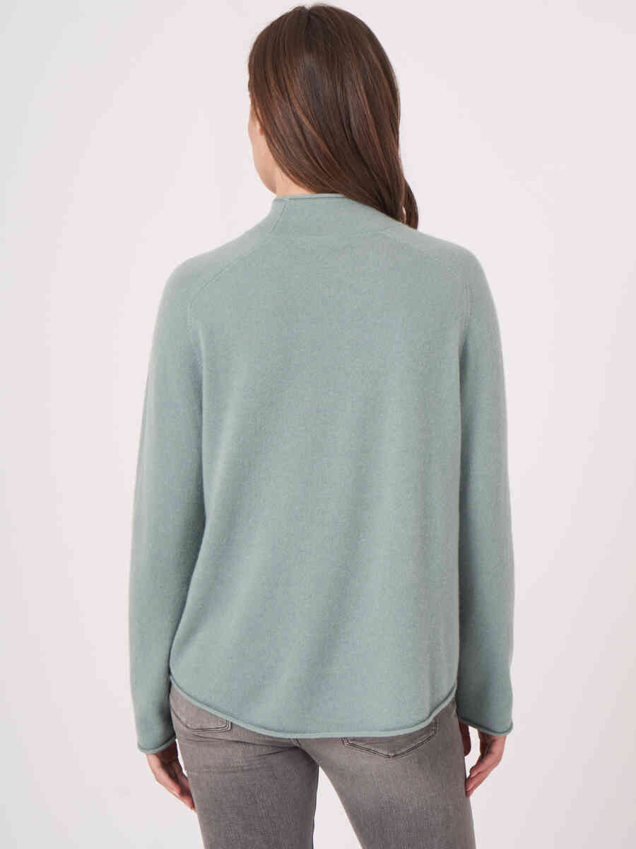 A-line cashmere sweater with stand collar image number 1