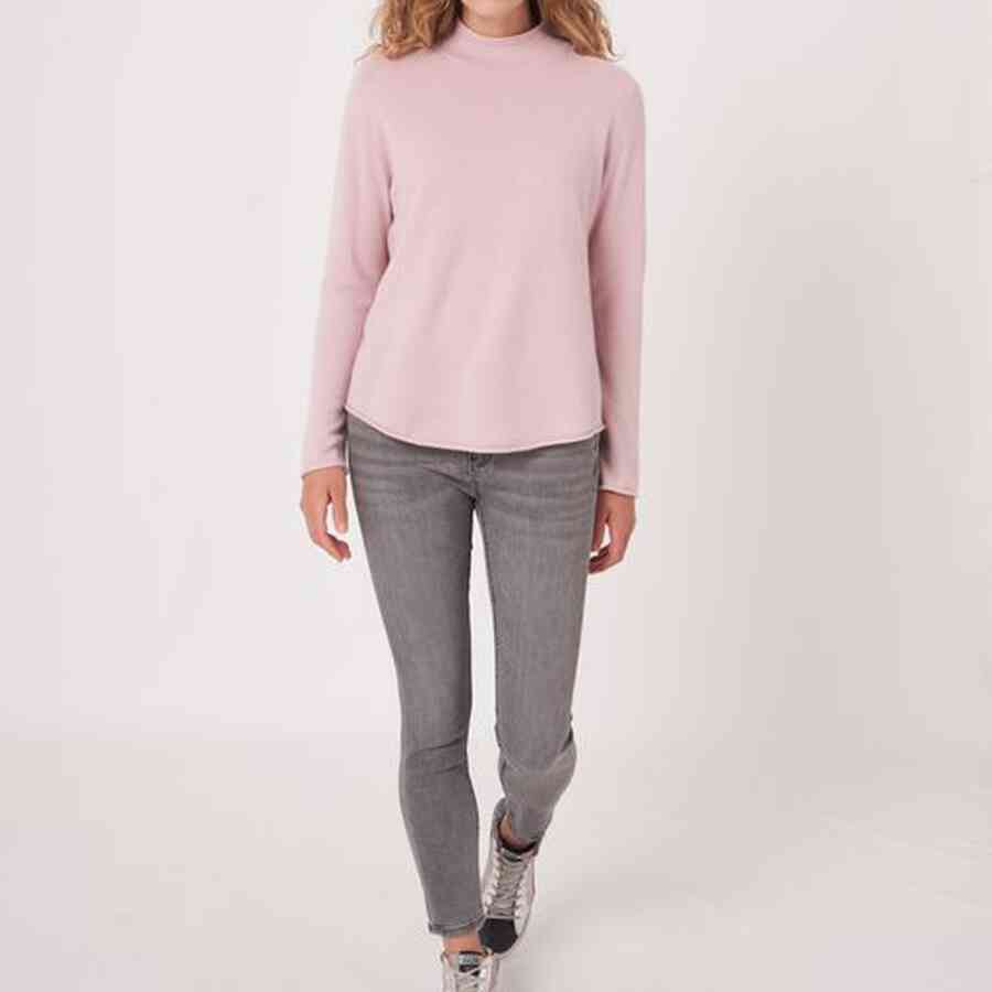 A-line cashmere sweater with stand collar image number 5