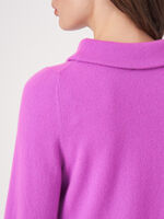 Cashmere sweater with Audrey Hepburn style boat neck collar image number 5