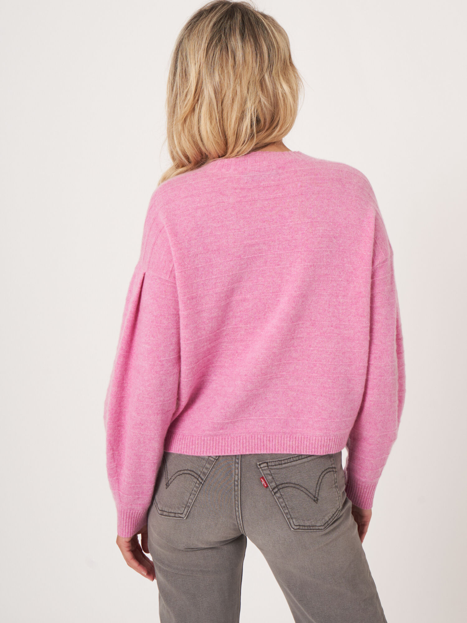 Women's Organic cashmere cardigan with knitted stripes | REPEAT