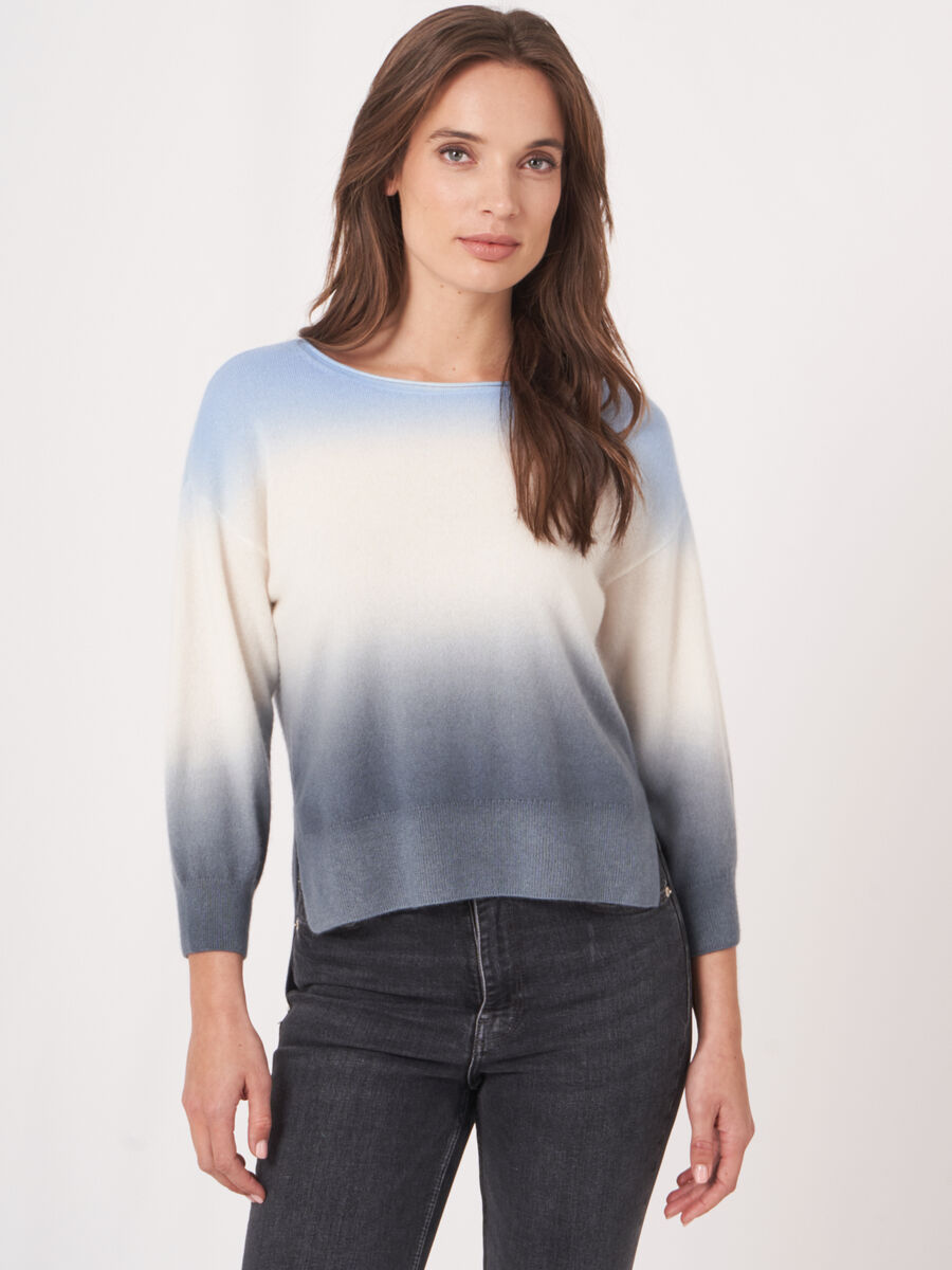 Organic cashmere sweater with dip dye print image number 0