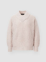 Chunky cashmere-silk sweater with shawl collar image number 1