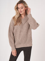 Chunky cashmere-silk sweater with shawl collar image number 0