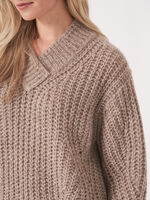 Chunky cashmere-silk sweater with shawl collar image number 3