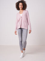 Organic cashmere silk blend cardigan with single button closure image number 3