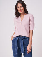Organic cashmere silk blend short sleeve sweater image number 0