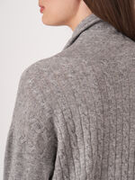 Cable knit sweater with stand-up collar and drawstring image number 5