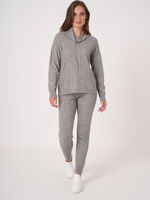 Cable knit sweater with stand-up collar and drawstring image number 6