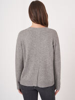 Basic round neck sweater with back slit image number 1