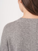 Basic round neck sweater with back slit image number 4