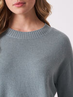 Basic round neck sweater with back slit image number 2