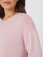 Basic round neck sweater with back slit image number 2