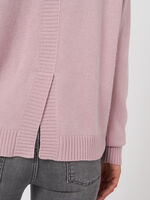 Basic round neck sweater with back slit image number 3
