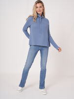 A-line knitted pullover with stand-up collar image number 5