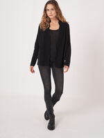 Open cardigan with ribbed scalloped shawl collar image number 4