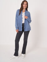 Open cardigan with ribbed scalloped shawl collar image number 4