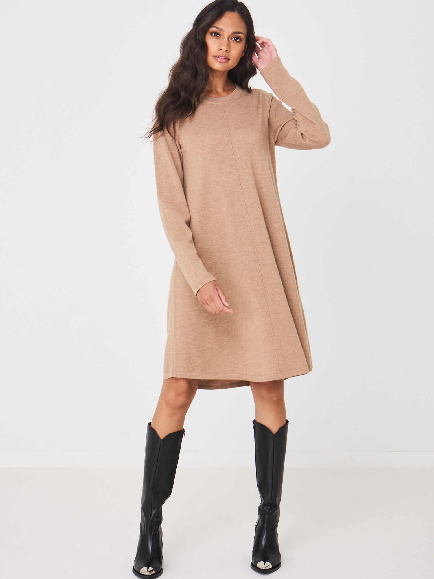 A-line knitted merino wool dress