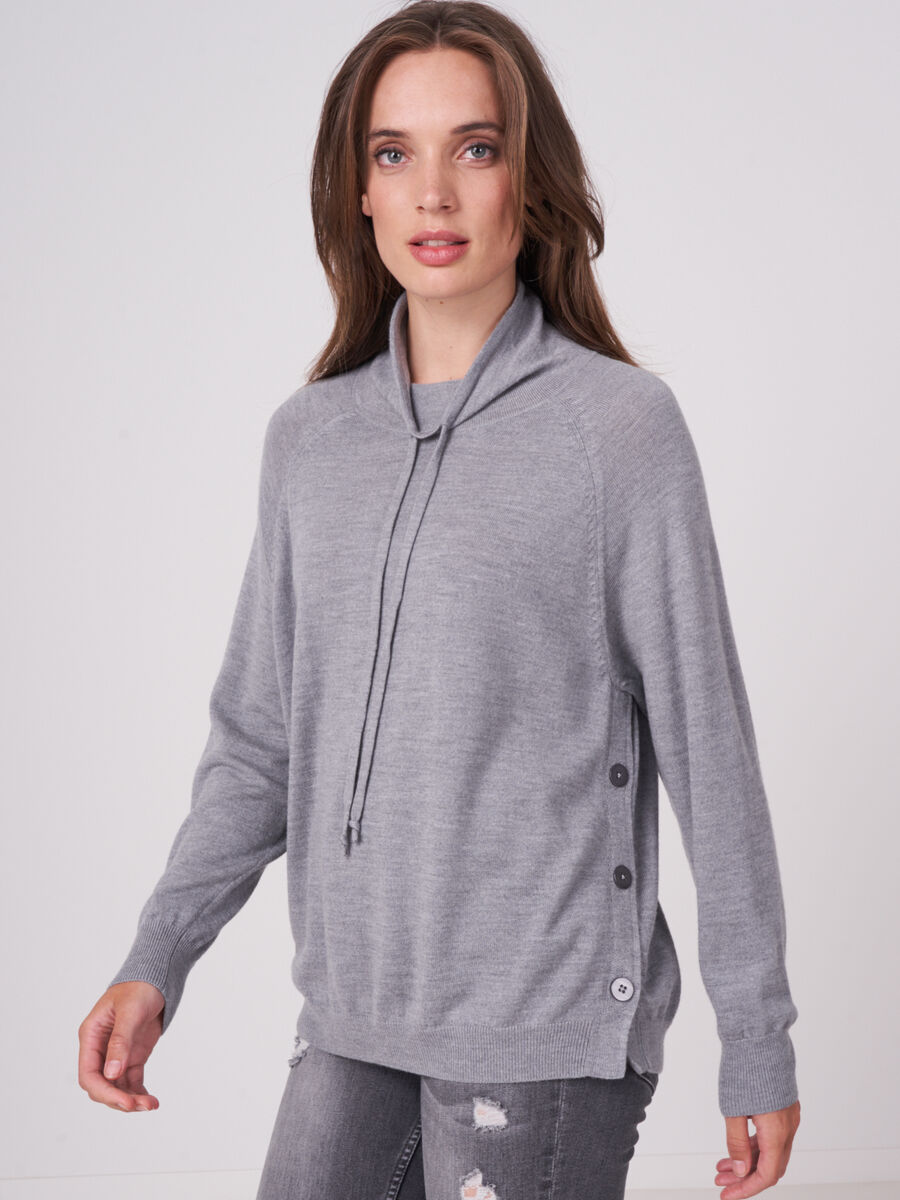 Sporty merino wool jumper with side buttons image number 0