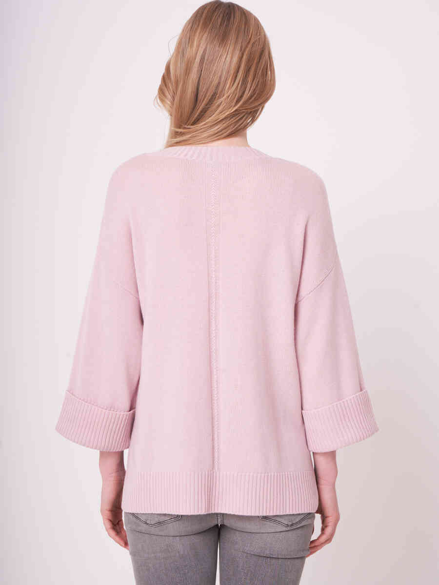 3/4 sleeves merino wool sweater image number 1