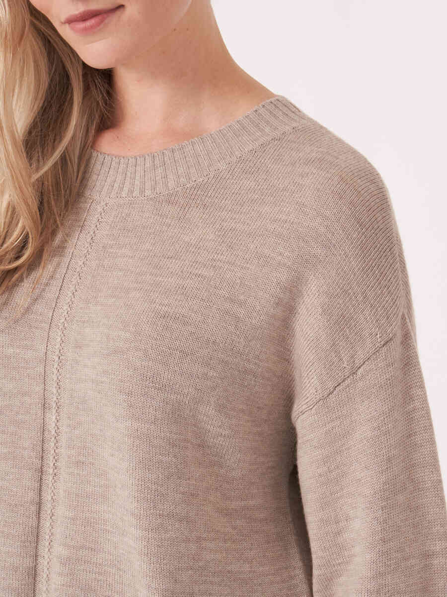 3/4 sleeves merino wool sweater image number 4