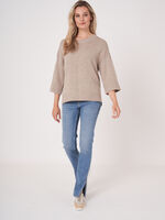 3/4 sleeves merino wool sweater image number 5