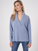 Lambswool sweater with shawl collar image number 0