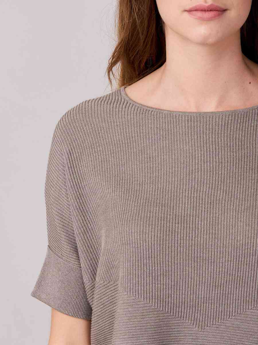 Ribbed poncho sweater with rolled up sleeves image number 22