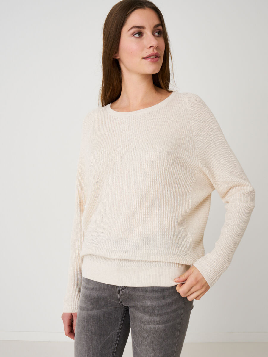 Oversized cashmere blend sweater in fancy rib knit image number 0