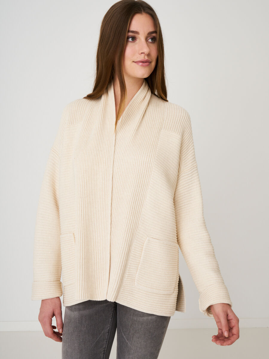 Pure cotton cardigan with shawl collar and front pockets image number 0