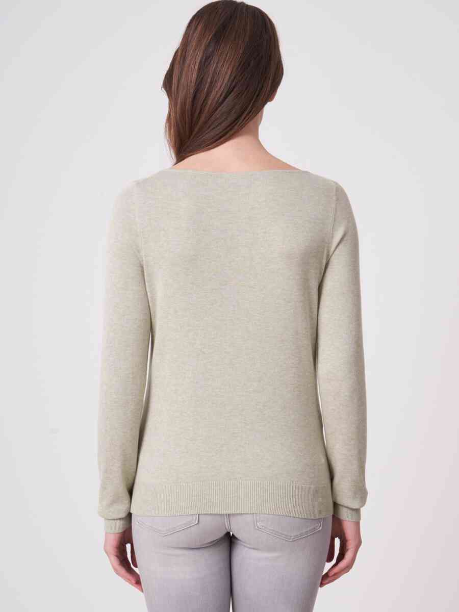 Basic long sleeve pullover in organic cotton blend image number 1