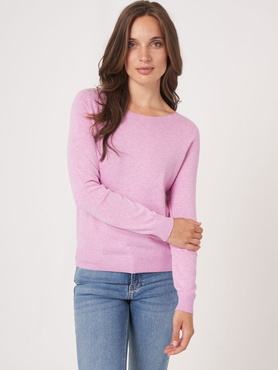Basic long sleeve pullover in organic cotton blend image number 0