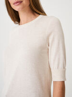 Basic fine knit short sleeve pullover in organic cotton blend image number 2