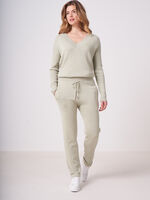 Knitted cotton blend jogging pants image number 3