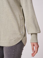 Cotton blend sweater with side buttons and round hem image number 2